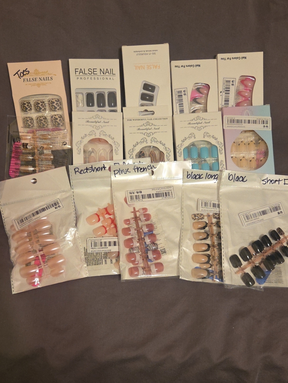 Assorted False Press-on Nails - Mixed Colors Pack